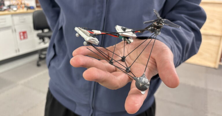 Spinning drone disappears into a blur